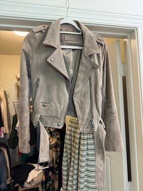 Blank NYC Suede Moto Jacket - Sand Stoner color